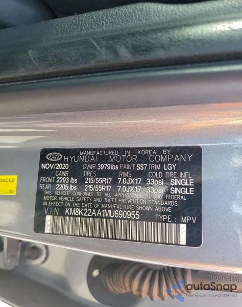 2021 Hyundai Kona Sel from USA, damaged, VIN KM8K22AA1MU690955